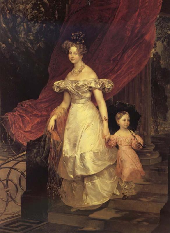 Karl Briullov Portrait of Gaand Duchess Yelena Pavlovna with her daughter oil painting picture